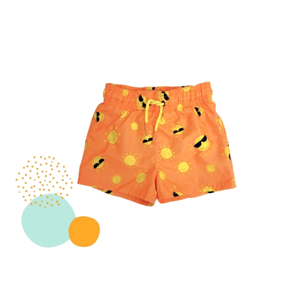Baby Boy's Cat & Jack Orange Sun Allover Swim Trunks